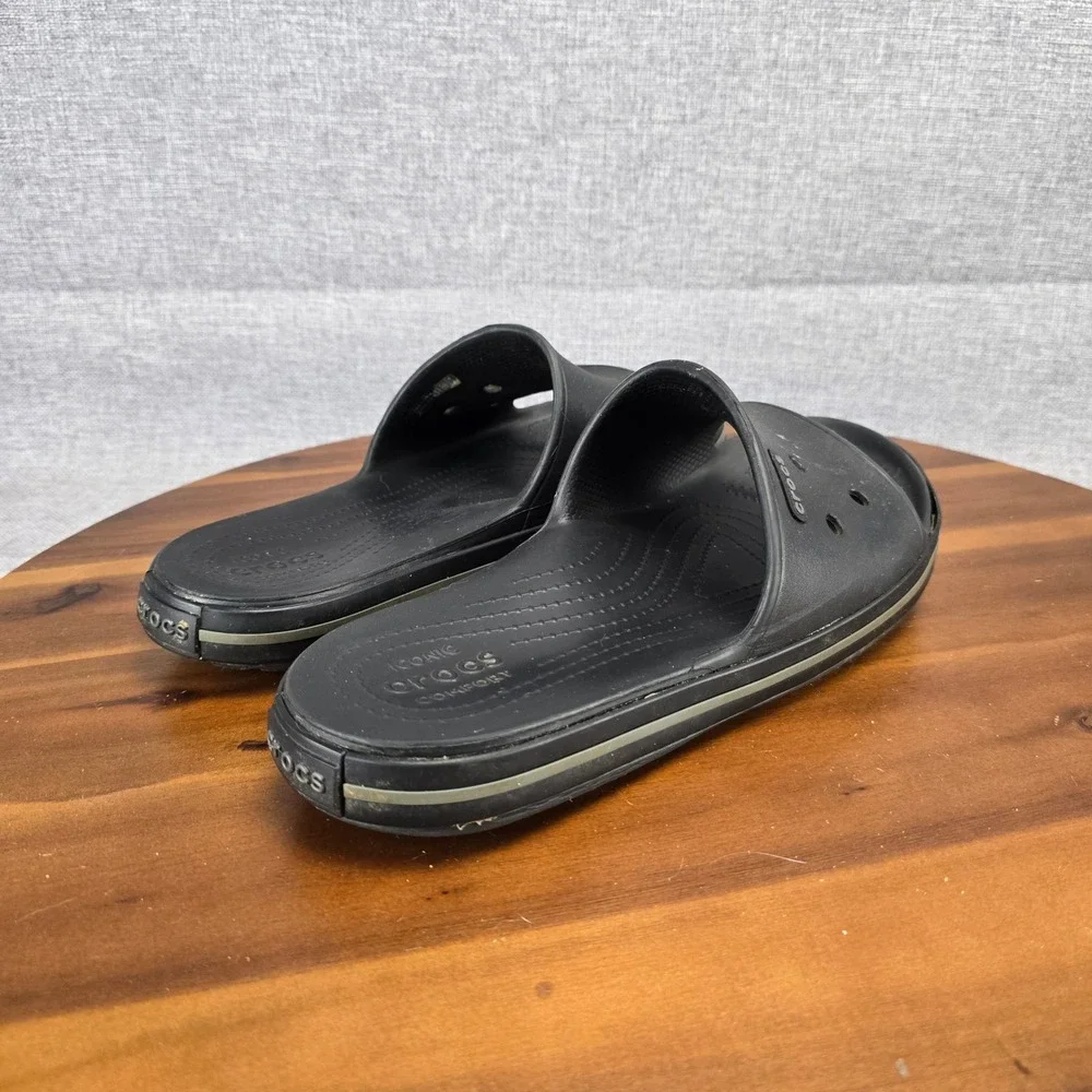 Crocs Crocband III Slide Sandals Mens 10 Womens 12 Black Graphite 205733 Slip On